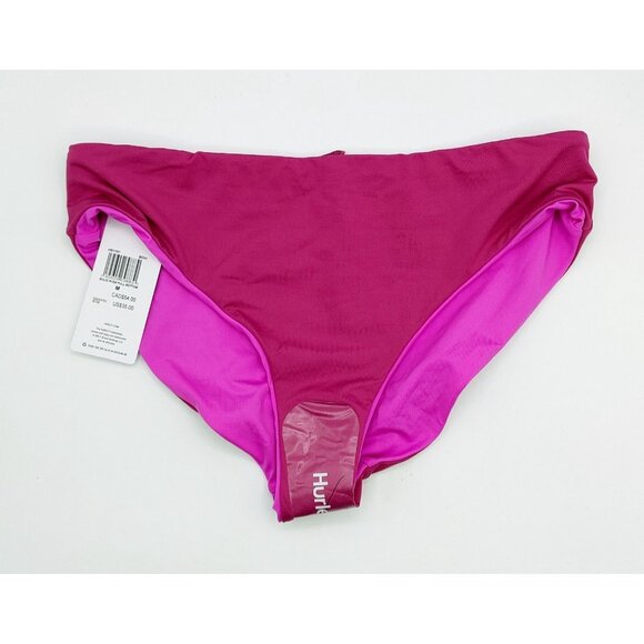 Hurley Bikini Bottom Womens Medium Solid Pink Full Coverage Reversible NEW - Picture 2 of 4
